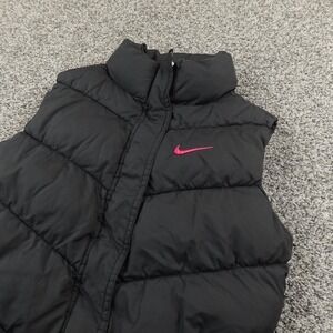Nike Vest Kids M 10-12 Black Puffer Quilted Full Zip Sleeveless Sports Athletic